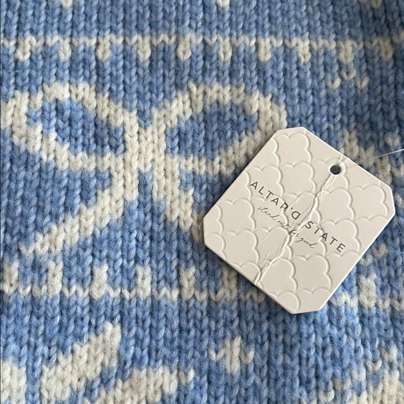 NWT Altar’d State thick blue& white crew neck sweater - Picture 2 of 7